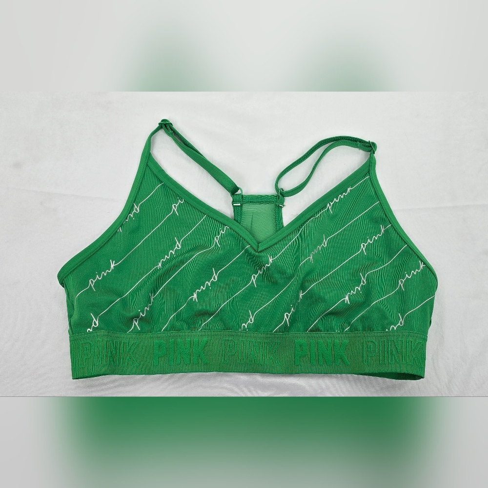 Victoria Secret PINK ACTIVE Ultimate Lightly Lined Green Wrap Front Bra Medium